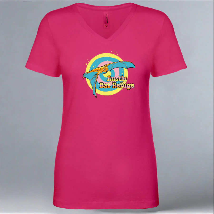 Austin Bat Refuge - Ladies V-Neck - Raspberry