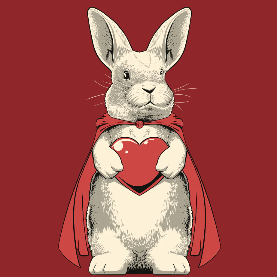 Rabbit Haven - 100% ORGANIC Adult Allmade® Tee - Revolution Red - Image 2